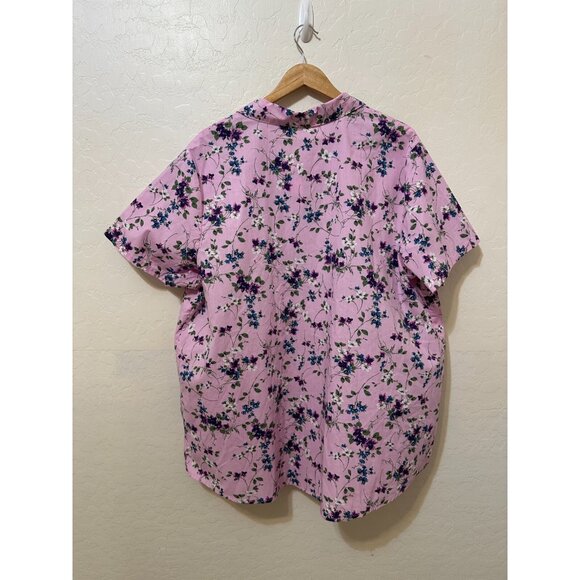 Woman Within Floral Button Up Collared Top Sz 2X Spring Bloomcore Easter Travel - Picture 13 of 14
